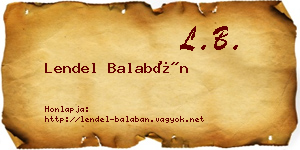 Lendel Balabán névjegykártya